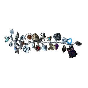 Vintage MCM Mixed Multi-Charm Travel Trinket Silver Bracelet